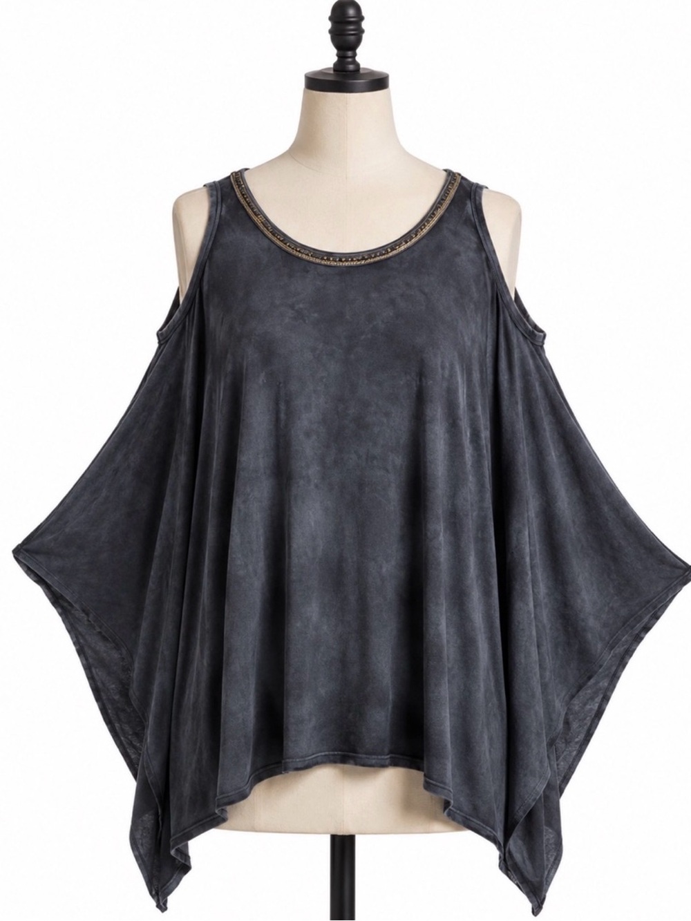 Guess Cold Shoulder Washed Blue , Studded neck line